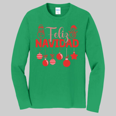 Adult Long Sleeve Shirt -  Feliz Festive - Red Thumbnail