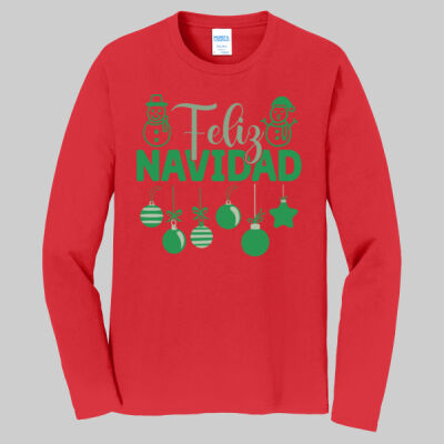  Adult Long Sleeve Shirt - Feliz Festive - Green Thumbnail