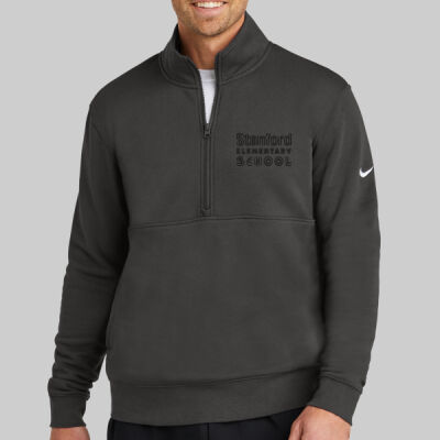 Club Fleece Sleeve Swoosh 1/2 Zip - School Name - Black Thumbnail